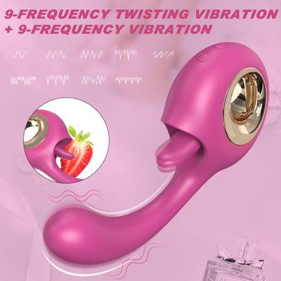 YoYoLemon G Spot Consolador Vibrador, 2 en 1 Lamiendo la Lengua del Clítoris y Vibrador Estimulador Sexual de Rosa para Mujeres, Juguetes Sexuales para Adultos